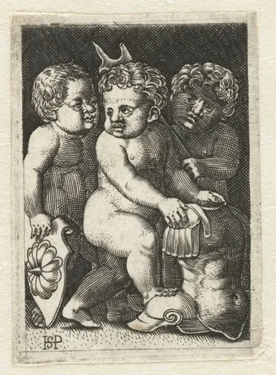 Drie putti met wapenrusting