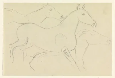 Drie rennende paarden