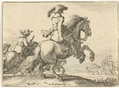 Drie ruiters in galop