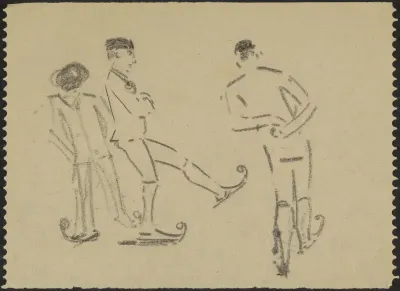 Drie schaatsende mannen