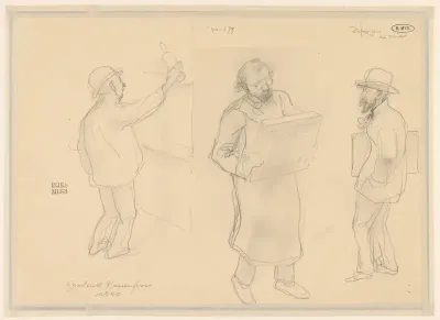 Drie schetsen van mannen