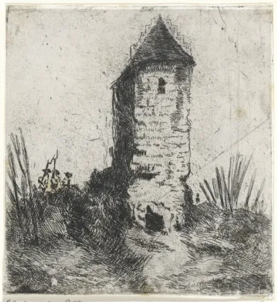 Drie soldaten bij een toren