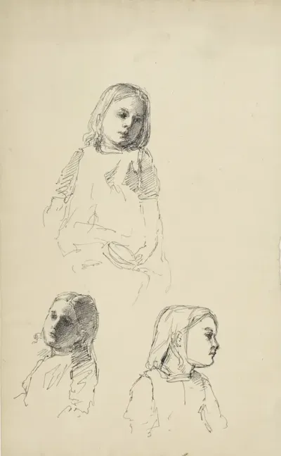 Drie studies van een meisje