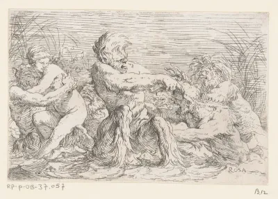 Drie vechtende Tritons en een Nereïde