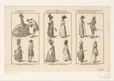 Drie voorstellingen met kleding voor dames en heren