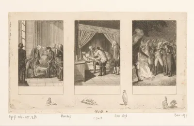 Drie voorstellingen uit de Anekdoten van Frederik de Grote