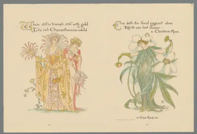 Drie vrouwen in bloemenkostuum