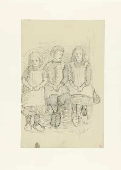 Drie zittende meisjes