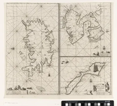Driedelige paskaart van IJsland, Jan Mayen eiland en Spitsbergen