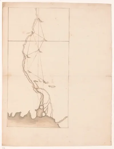 Driehoeksmeting langs een rivier