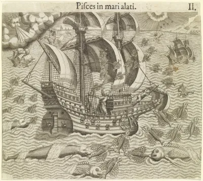 Driemaster met vliegende vissen