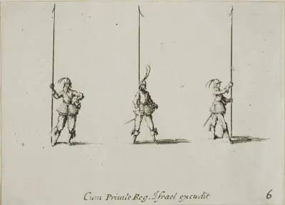 Drill with Raised Pike, plate six from The Military Exercises