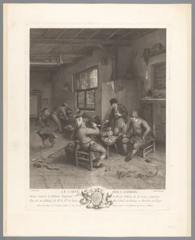 Drinkend, rokend en spelend gezelschap in een herberg