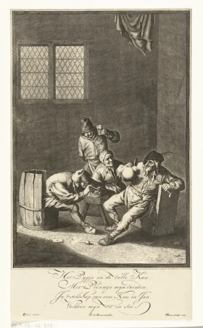 Drinkende boeren in een herberg