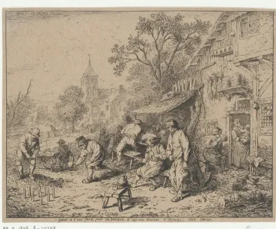Drinkende en kegelende figuren voor een herberg