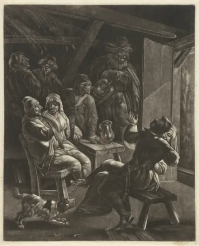 Drinkende figuren in een herberg