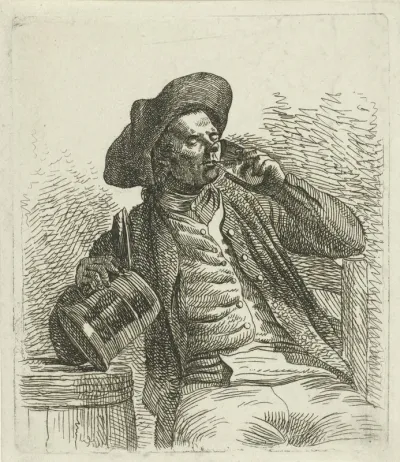 Drinkende man aan tafel