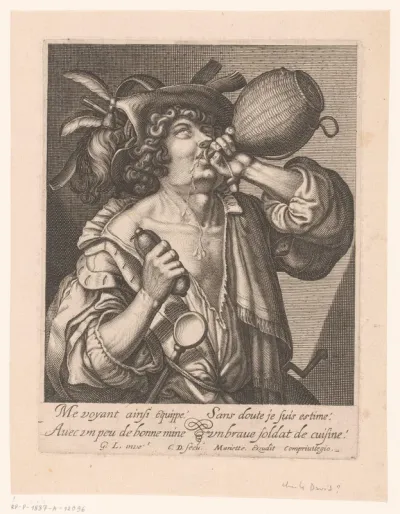 Drinkende man met grote hoed