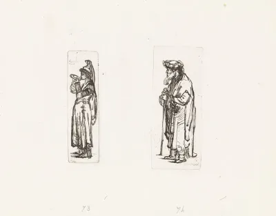 Drinkende vrouw en man met wandelstok