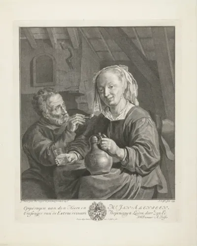 Drinkende vrouw en rokende man