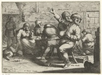 Drinkers en rokers in een interieur