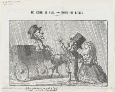 Driver, Stop, I will hire you and pay you by the hour!, from 'The coachmen in Paris,' published in Le Charivari, December 21, 1864
