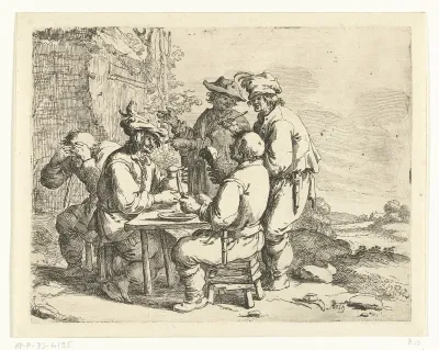 Dronken boeren aan een tafel