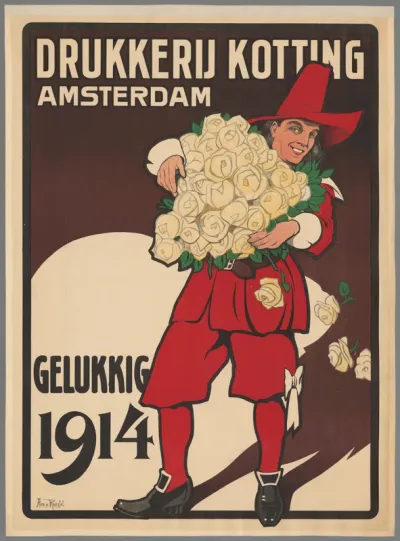 Drukkerij Kotting Amsterdam. Gelukkig 1914.
