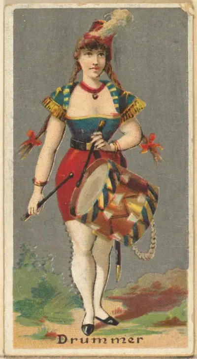 Drummer, from the Occupations for Women series (N166) for Old Judge and Dogs Head Cigarettes
