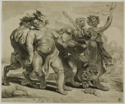 Drunken Bacchus Helped on his Way