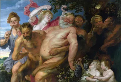 Drunken Silenus supported by Satyrs