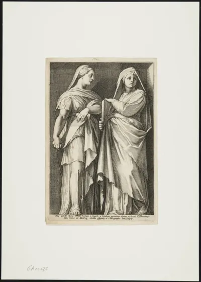 Duae sybillae Romae extra Portam S. Angeli, a Polidoro quondam depictae et lucide et subumbrose nunc recens ab HGoltzio ibidem effigiatae et chalcographa arte sculptae