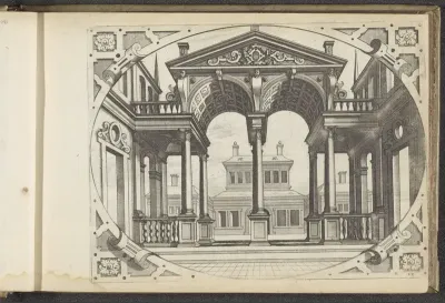 Dubbel portiek bekroond met een fronton