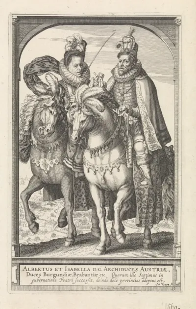 Dubbel ruiterportret van Albertus en Isabella, aartshertog en aartshertogin van Oostenrijk