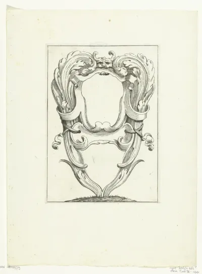 Dubbele cartouche tussen bladranken