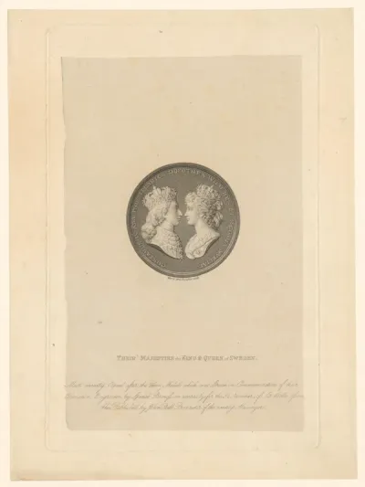 Dubbelportret op munt van Gustaaf IV Adolf van Zweden en Frederika van Baden