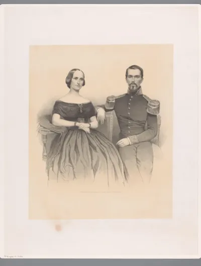 Dubbelportret van een officier met zijn vrouw.