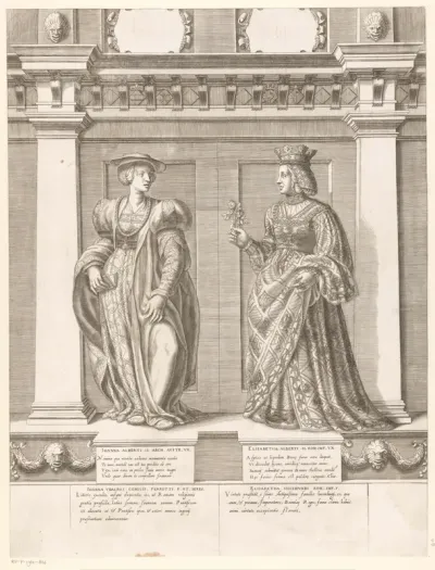 Dubbelportret van Johanna van Pfirt en Elisabeth van Luxemburg