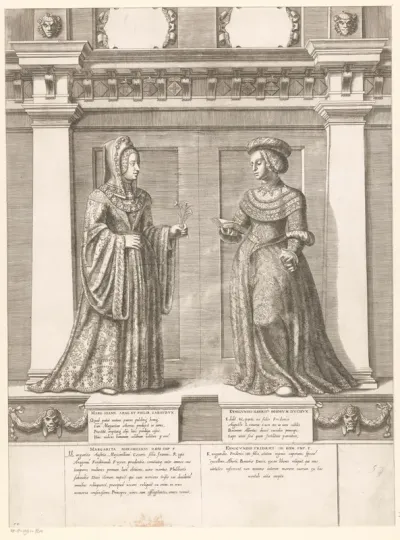 Dubbelportret van Margaretha van Oostenrijk en Cunigonde van Oostenrijk