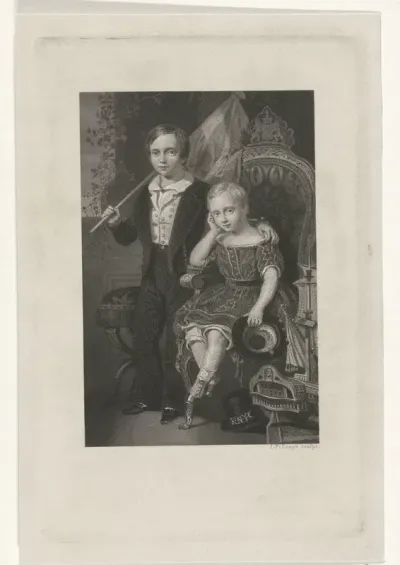 Dubbelportret van Willem van Oranje, kroonprins der Nederlanden, en prins Maurits van Oranje-Nassau