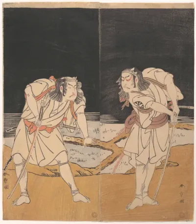 Duel Scene from the Kabuki Drama, "A Soga Pattern Dyed to Order" (Ōatsurae-zome Soga Hinagata)