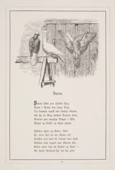 Duerne. Illustration til H.V. Kaalund, "Fabler for Børn"
