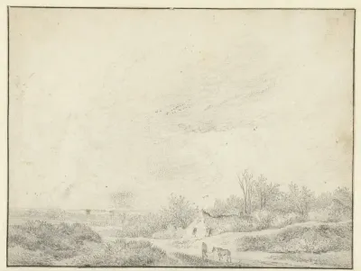 Duinlandschap met boerderijen