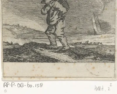 Duinlandschap met een visser