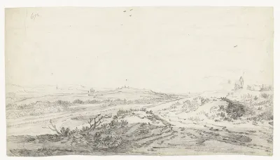 Duinlandschap met in de verte een zee