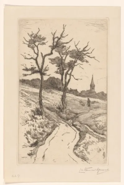 Duinlandschap met kerktoren van Katwijk