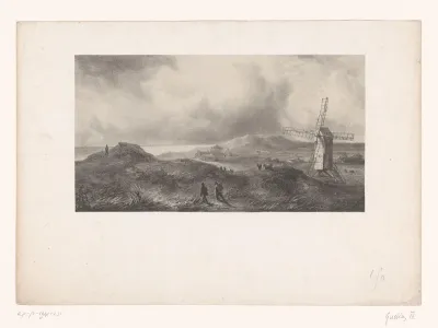 Duinlandschap met molen