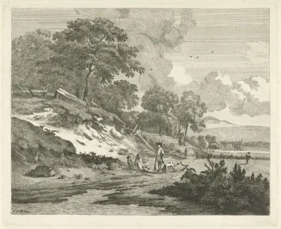 Duinlandschap met rustende jagers