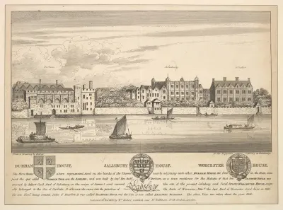 Durham House, Salisbury House and Worcester House on the Thames