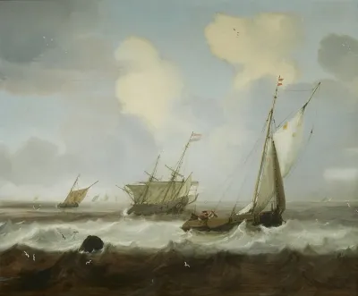 Dutch ships on a choppy sea